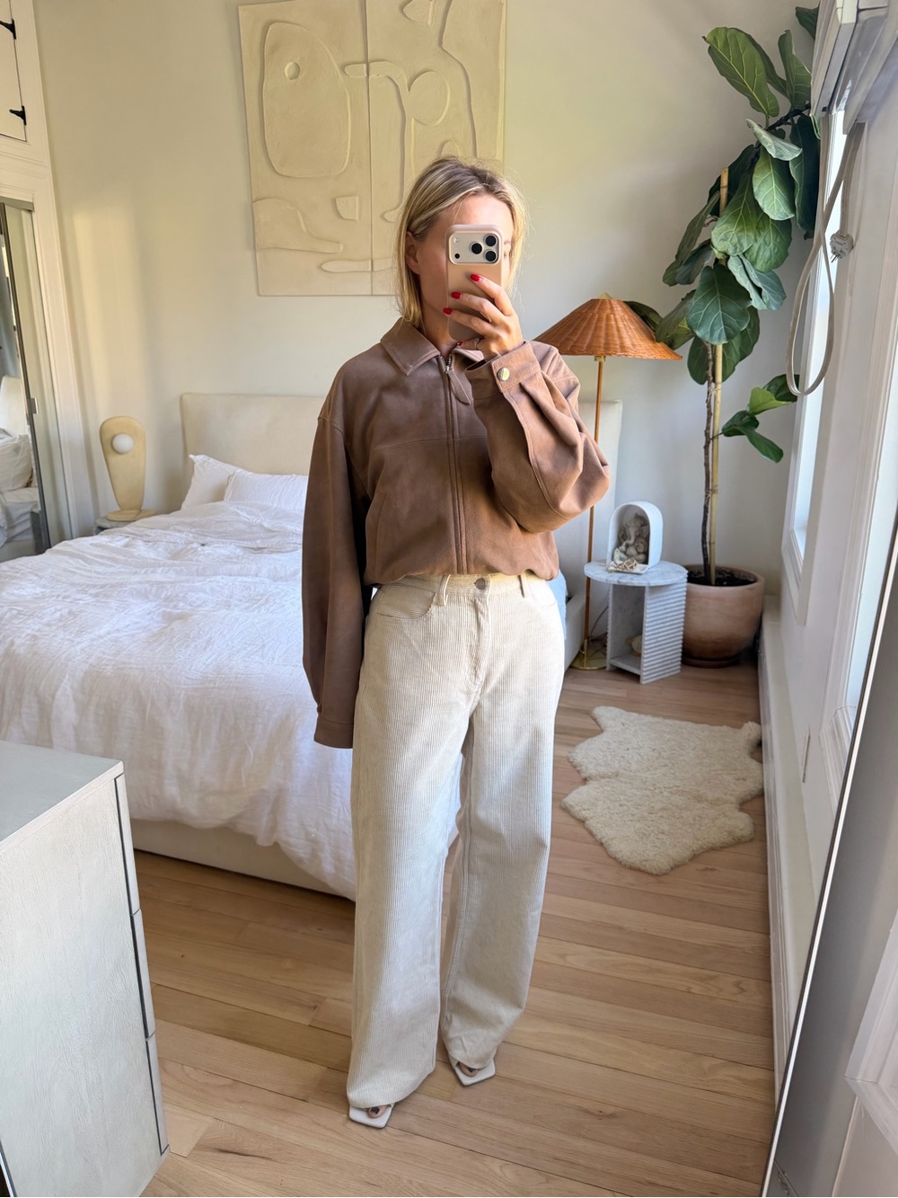 Massimo Dutti Corduroy Cream Pants Size 4